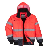 Portwest® C465 Warnschutz 3-in-1 Kontrast Pilotjacke Wasserdicht Rot/Marine_XXL