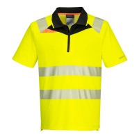 Portwest® DX4 Warnschutz Polo Shirt DX412 mit Reißverschluss kurzarm Gelb/Schwarz_L