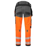 Portwest® EV4 Warnschutz Stretch Bundhose Klasse 1 Orange/Metallgrau mit abnehmbaren Holstertaschen EV442 32
