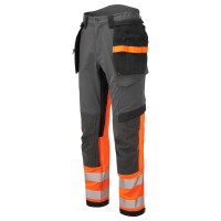 Portwest® EV4 Warnschutz Stretch Bundhose Klasse 1 Orange/Metallgrau mit abnehmbaren Holstertaschen EV442 33