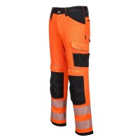Portwest® PW303 Leichte Warnschutz-Stretch Arbeitsbundhose Orange/Schwarz_36