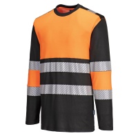 Portwest® PW312 Warnschutz-Cotton Comfort T-Shirt Klasse 1, Langarm Orange/Schwarz_XXL
