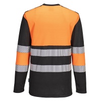 Portwest® PW312 Warnschutz-Cotton Comfort T-Shirt Klasse 1, Langarm Orange/Schwarz_XXL