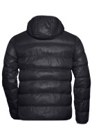 James & Nicholson® Mens Down Jacket JN1060 Daunenjacke mit Kapuze black/grey_XL