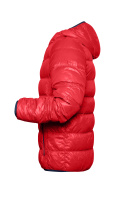 James & Nicholson® Mens Down Jacket JN1060 Daunenjacke mit Kapuze red/navy_L