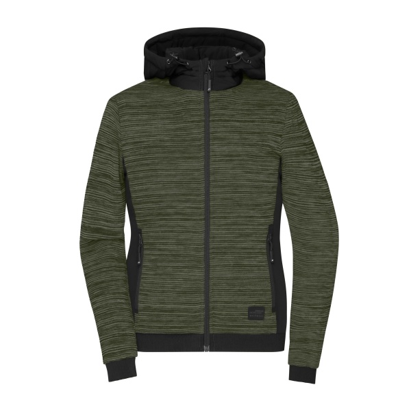 James & Nicholson® JN1843 Ladies Padded Hybrid Jacket olive-melange/black_S