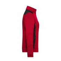 James & Nicholson® JN861 Ladies Knitted Workwear Fleece Jacket red-melange/black_L