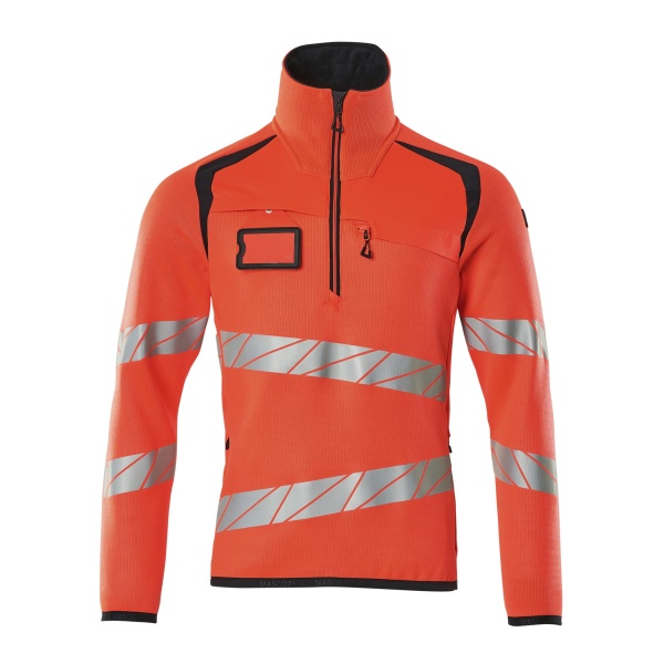 MASCOT®19005-351 Strickpullover mit kurzem Reißverschluss Accelerate Safe HI- VIS Rot / Schwarzblau 22210 _M