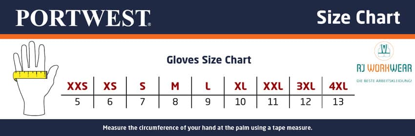 Größentabelle Handschuhe